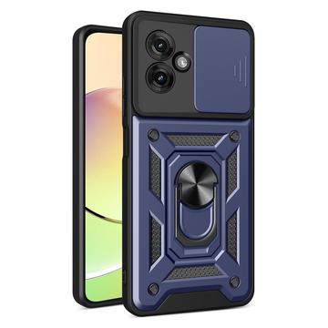 Husă Hibridă Motorola Moto G55 cu Inel Rotativ cu Ecran pentru Cameră - Albastru