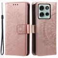 Husă Portofel Motorola Moto G75 - Mandala - Auriu Roze