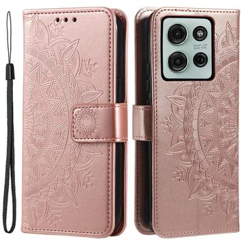 Husă Portofel Motorola Moto G75 - Mandala - Auriu Roze