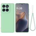 Husă din silicon lichid Motorola Moto G77 Power cu curea de mana - Verde