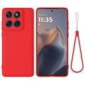 Husă din silicon lichid Motorola Moto G77 Power cu curea de mana - Roșu