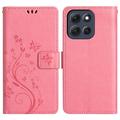 Husă tip portofel pentru Motorola Moto G86 Butterfly - Roz