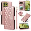 Husă portofel matlasata de lux - Motorola Moto G86 - Auriu Roze