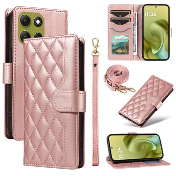 Husă portofel matlasata de lux - Motorola Moto G86 - Auriu Roze