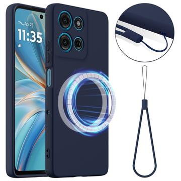 Husă Silicon Liquid Motorola Moto G86 Power - Compatibila MagSafe - Albastru Închis