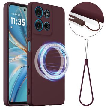 Husă Silicon Liquid Motorola Moto G86 Power - Compatibila MagSafe - Roșu Vin