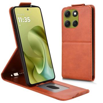 Husă verticală cu rabat și suport Motorola Moto G86 Power - maro