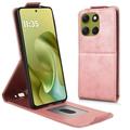 Husă verticală cu rabat și suport Motorola Moto G86 Power - Auriu Roze