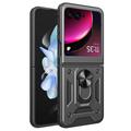 Motorola Razr 40 Ultra Husă Hibrid cu Suport de Metal - Negru