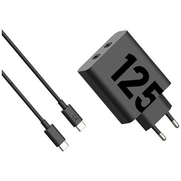 Încărcător de perete Motorola TurboPower 125W USB-C dublu cu cablu USB-C - Negru