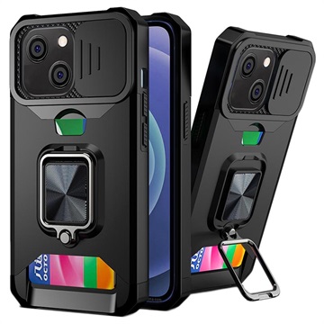 Husă Hibrid Multifuncțională 4-în-1 pentru iPhone 13 - Negru