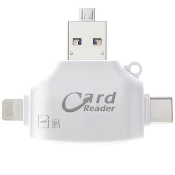 Cititor de carduri MicroSD/SD multifuncțional 4 în 1 - alb