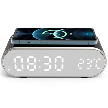 Ceas cu Alarmă Multifuncțional cu Încărcare Wireless W628 - Negru