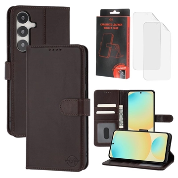 Husă de portofel din piele MyTPhone CardMate pentru Samsung Galaxy S24 FE - maro închis