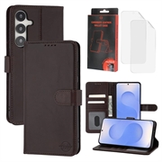 Husă de portofel din piele MyTPhone CardMate pentru Samsung Galaxy S25+ - maro închis