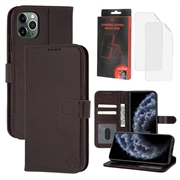 Husă de portofel din piele MyTPhone CardMate pentru iPhone 11 Pro Max - maro închis