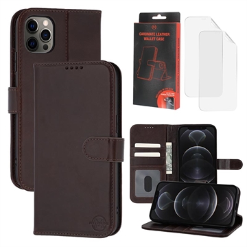 Husă de portofel din piele MyTPhone CardMate pentru iPhone 12/12 Pro - maro închis