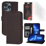 Husă de portofel din piele MyTPhone CardMate pentru iPhone 13 Pro Max/12 Pro Max - maro închis
