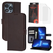 Husă de portofel din piele MyTPhone CardMate pentru iPhone 13 Pro - maro închis