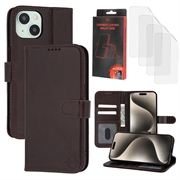 Husă de portofel din piele MyTPhone CardMate pentru iPhone 15 Plus/14 Plus - maro închis