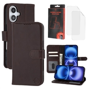 Husă de portofel din piele MyTPhone CardMate pentru iPhone 16 - maro închis