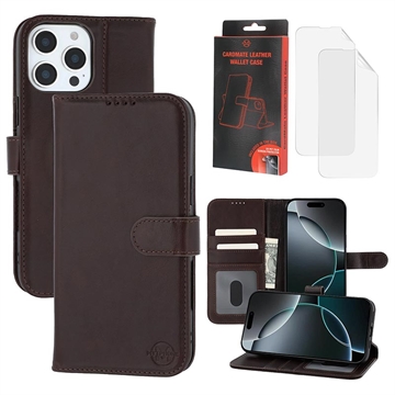 Husă de portofel din piele MyTPhone CardMate pentru iPhone 16 Pro - maro închis