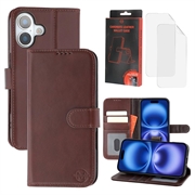 Husă de portofel din piele MyTPhone CardMate pentru iPhone 17 - maro închis