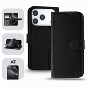 Husă de portofel din piele MyTPhone CardMate pentru iPhone 17 Pro - negru
