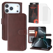 Husă de portofel din piele MyTPhone CardMate pentru iPhone 17 Pro - maro închis