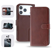 Husă de portofel din piele MyTPhone CardMate pentru iPhone 17 Pro - maro închis
