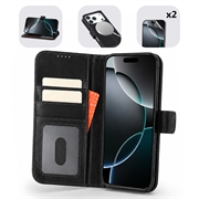 Husă de portofel din piele MyTPhone CardMate pentru iPhone 17 Pro Max - negru