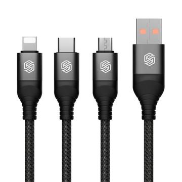 NILLKIN Swift Pro 3 în 1 Cablu de încărcare USB cu împletitură din nailon împletitură USB la Type-C / iP / Micro