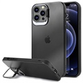 Husă Hibridă iPhone 12/12 Pro cu Suport Ascuns - Negra / Transparent