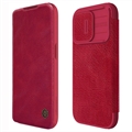 Husă Flip iPhone 15 Pro Max - Nillkin Qin Pro - Roșu