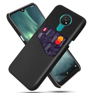 Husă din Plastic Acoperită cu KSQ pentru Nokia 7.2 cu Buzunare pentru Card - Neagră