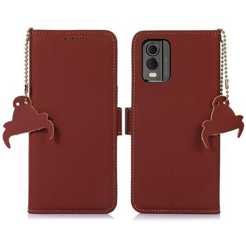 Husă Piele Portofel cu RFID Nokia C32 - Maro