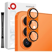 Samsung Galaxy S26 Northjo Protecție completă din metal mat și sticlă temperată pentru obiectivul camerei foto - portocaliu