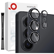 Samsung Galaxy S26 Ultra Northjo Protecție completă din metal mat și sticlă temperată pentru obiectivul camerei foto - negru