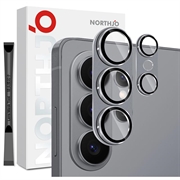 Samsung Galaxy S26 Ultra Northjo Protecție completă din metal mat și sticlă temperată pentru obiectivul camerei foto - gri