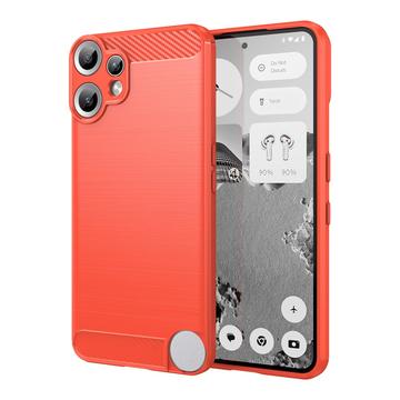 Husă TPU Brushed Nothing CMF Phone 2 Pro - Fibră de Carbon - Roșu