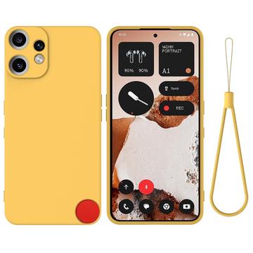 Husă din silicon lichid Nothing CMF Phone 2 Pro cu curea de mana - Galben