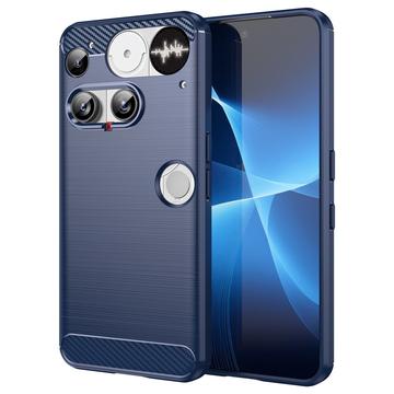Husă TPU Brushed Nothing Phone (3) - Fibră de Carbon - Albastru