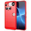 Husă TPU Brushed Nothing Phone (3) - Fibră de Carbon - Roșu