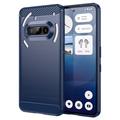 Husă TPU Brushed Nothing Phone (3a) - Fibră de Carbon - Albastru