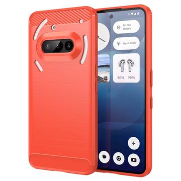 Husă TPU Brushed Nothing Phone (3a) - Fibră de Carbon - Roșu
