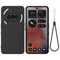 Husă din silicon lichid Nothing Phone (3a) cu curea de mana - negru