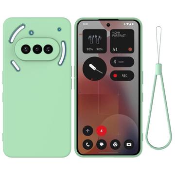 Husă din silicon lichid Nothing Phone (3a) cu curea de mana - verde