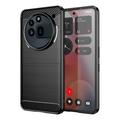 Husă TPU Brushed Nothing Phone (3a) Pro - Fibră de Carbon - Negru