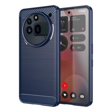 Husă TPU Brushed Nothing Phone (3a) Pro - Fibră de Carbon - Albastru
