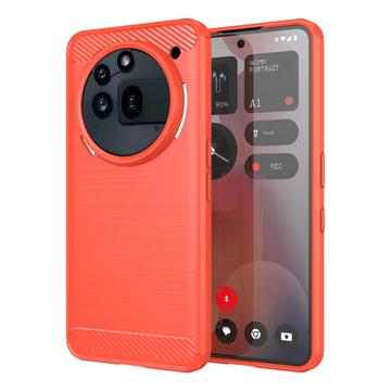 Husă TPU Brushed Nothing Phone (3a) Pro - Fibră de Carbon - Roșu